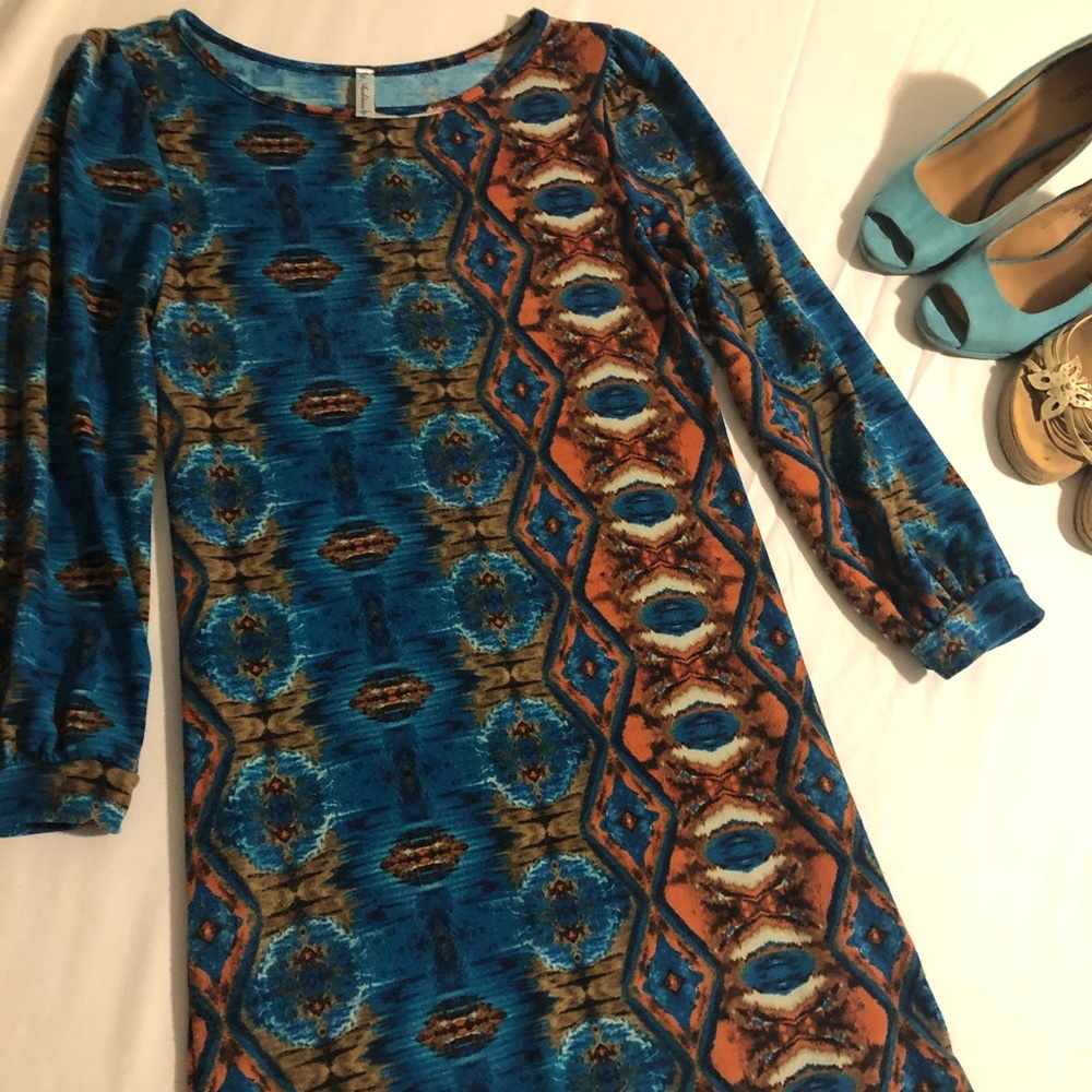 AUDITIONS funky print dress casual or cocktail M/L